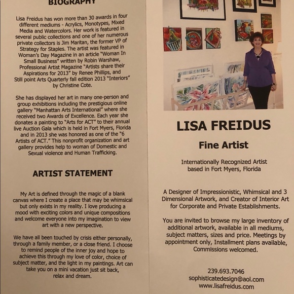 22" X 27.5" Watercolor Painting by Lisa Freidus - Picture 3 of 6